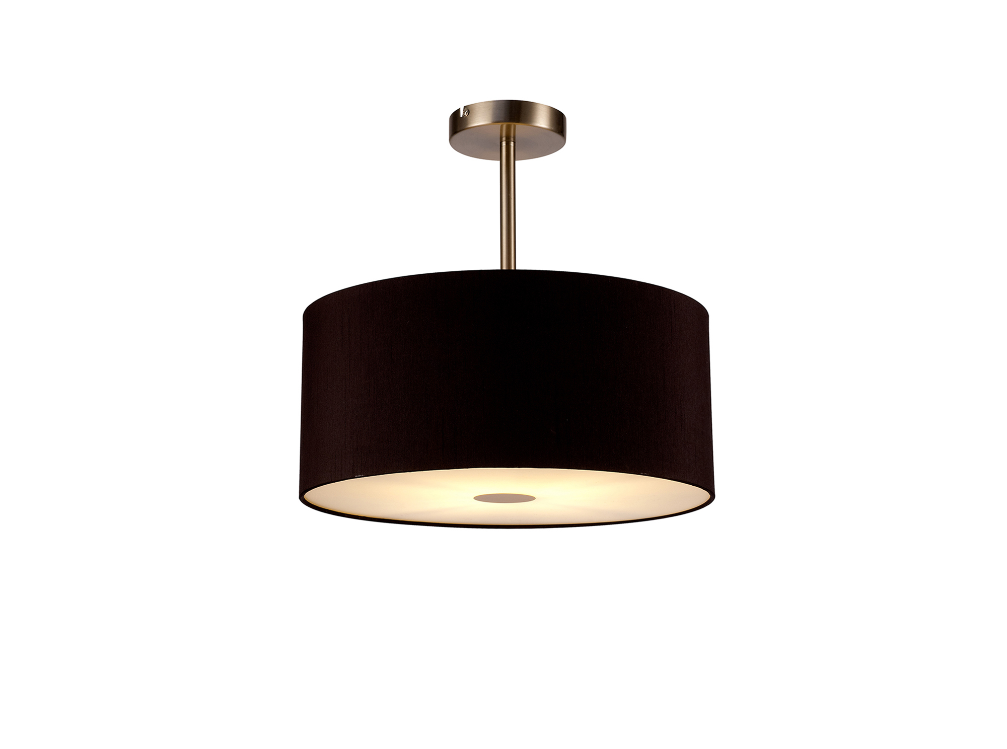 Baymont 40cm Semi Flush 1 Light Satin Nickel, Midnight Black/Green Olive, Frosted Diffuser DK0259  Deco Baymont